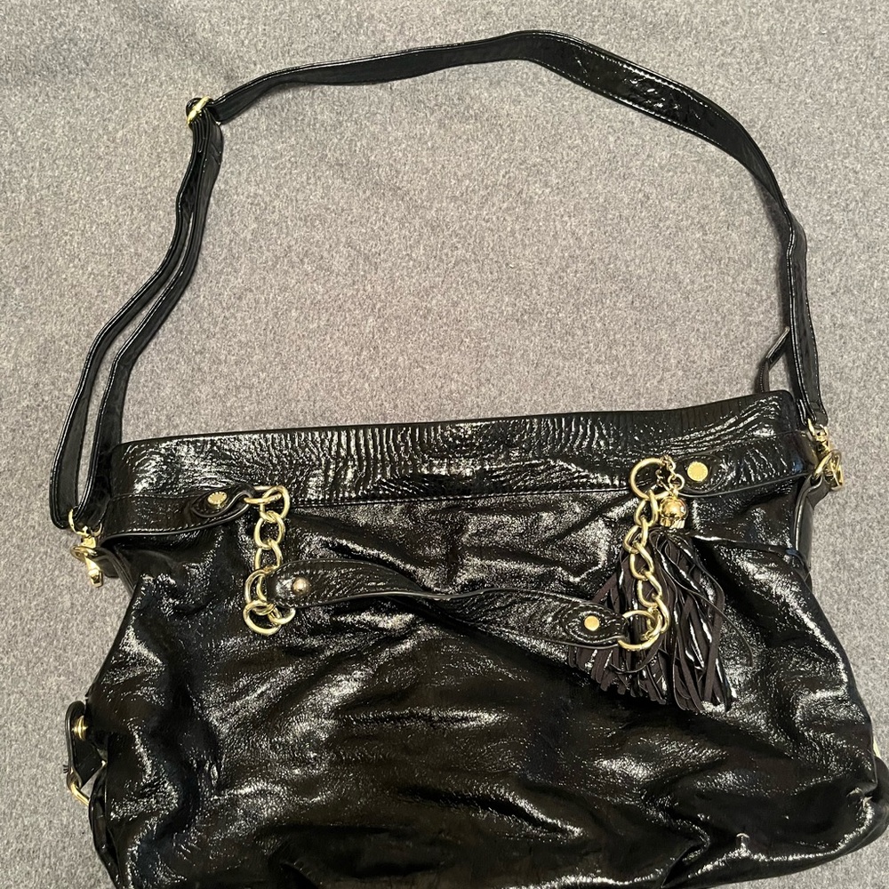 Steve Madden Black Shoulder Bag with Gold Accents